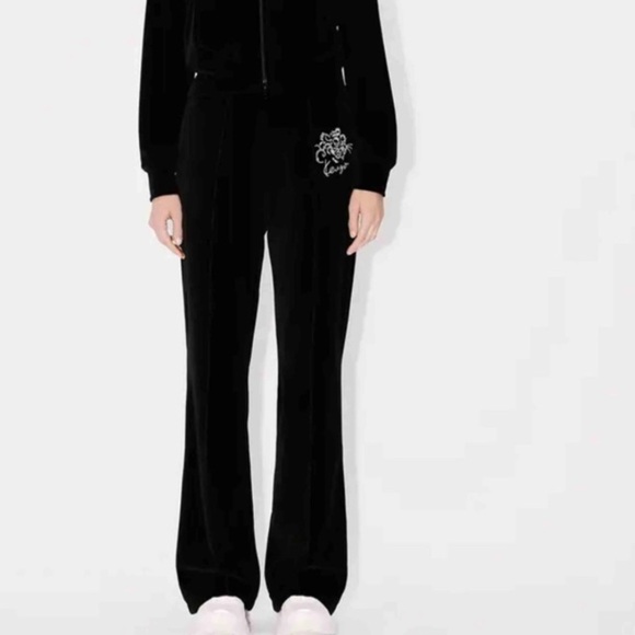 KENZO París Black Track Pants with Embroidered Logo and Tiger Motif - Picture 7 of 8